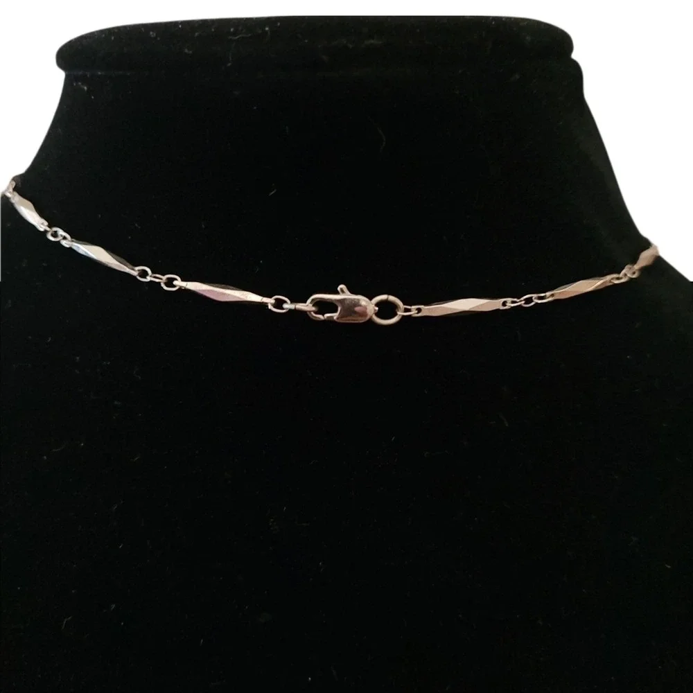 Vintage Blue Grey‎ Natural Stone Bohemian Silver Bar Link Multi Charm Necklace